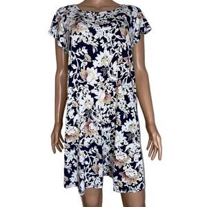 SJS dress shift sheath floral print Petite Large polyester/spandex comfy casual